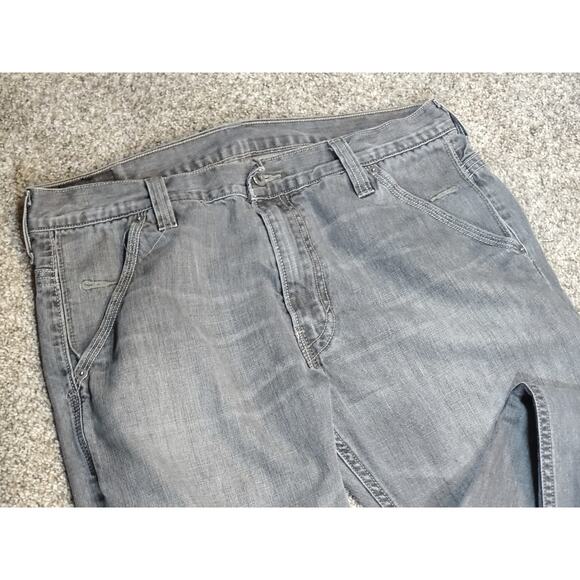 Levi's 569 Loose Straight Gray Jeans 32x32 Faded Distressed Zipper Pockets - Picture 2 of 9